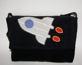 KIKI  Messenger Bag with Rocket, Corduroy Messenger Bag for Boys, Preschool Bag, School Bag