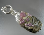 Handmade Lampwork Dusky Pink Organic Floral Glass Pendant Unique OOAK  CPteam FHFteam Y3