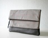 Fold over leather clutch Leather and Wool