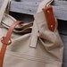 U N I S E X collection Canvas carry all tote, leather handles and strap, khaki