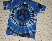 Tie dye shirt, small youth, Blue Paw