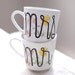 mr. and mrs. upcycled vintage mug - retro flower print - set of two (2) ready to ship