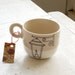 white and beige lantern tea cup - new orleans inspired - black and white hand drawn illustration