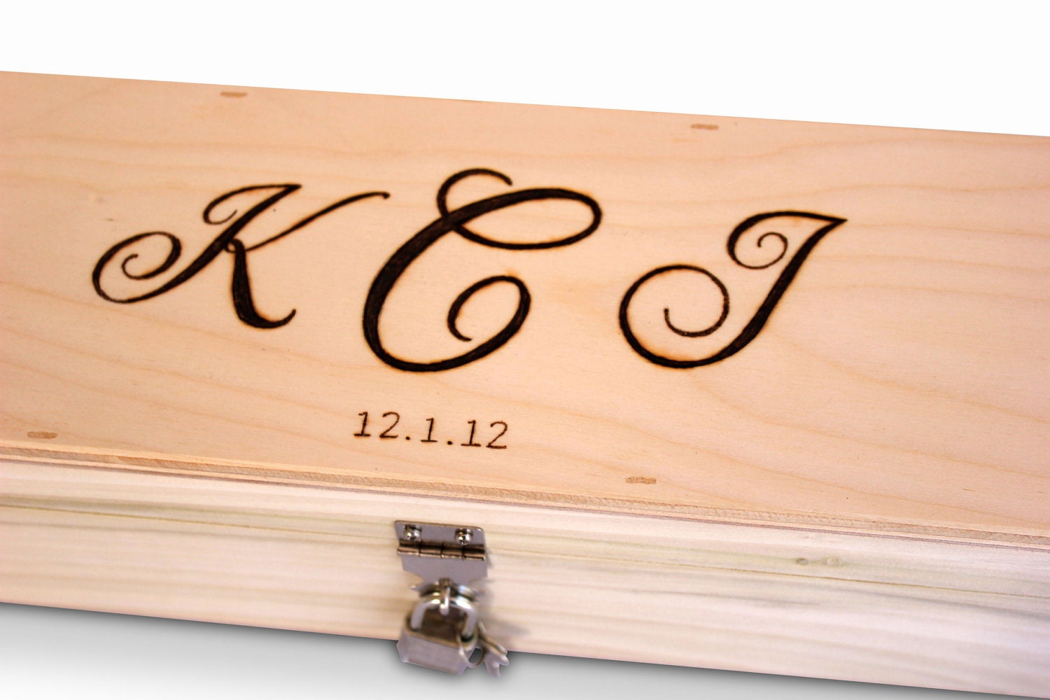 Love Letter Ceremony Wedding Wine Box, Memory Box, Time Capsule for Your Wedding, Anniversary or other Special Occasion double monogram