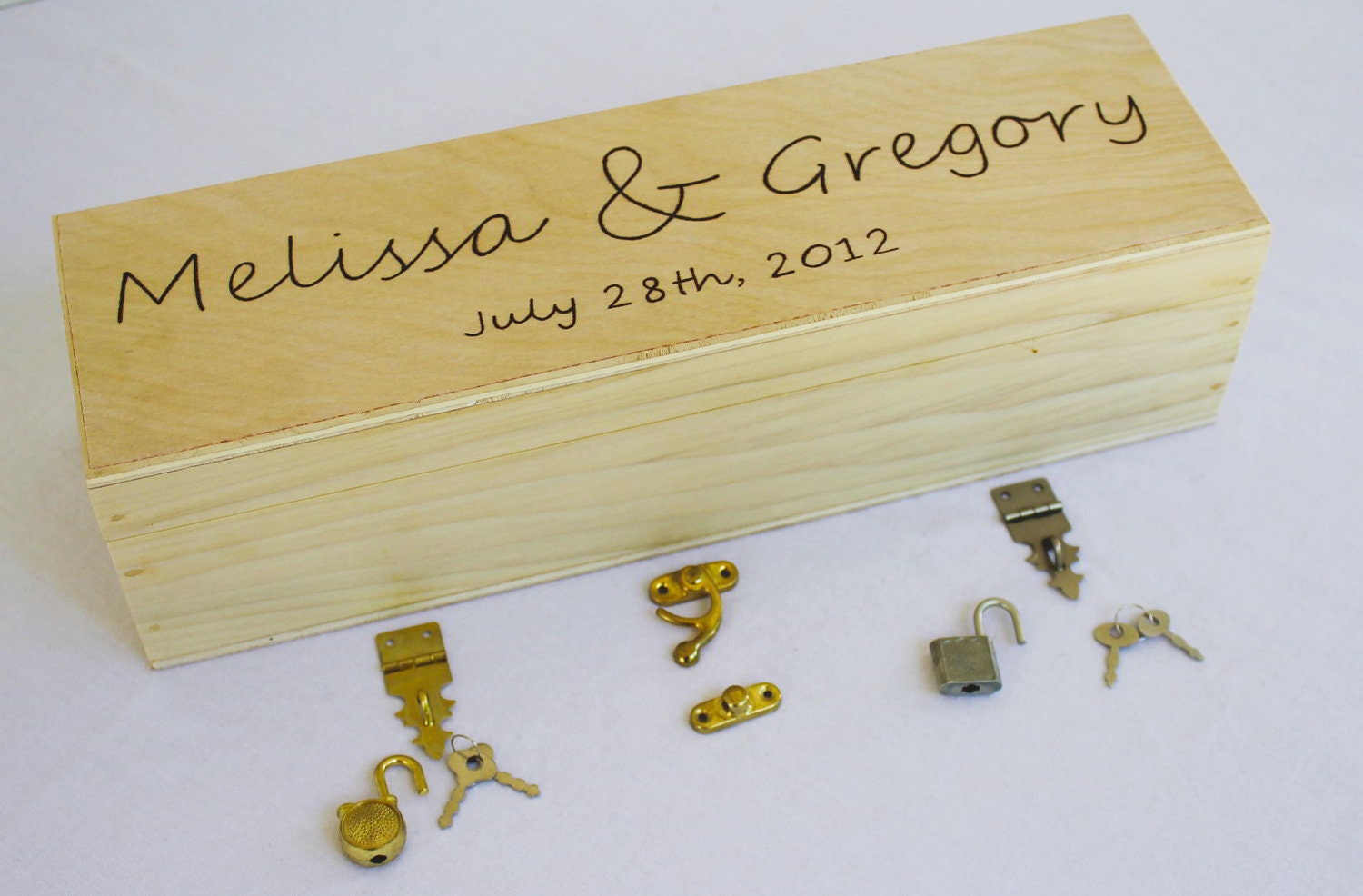 Rush reserve listing, deliver by 9/21,Love Letter Ceremony Wedding Wine Box -- your choice of hardware