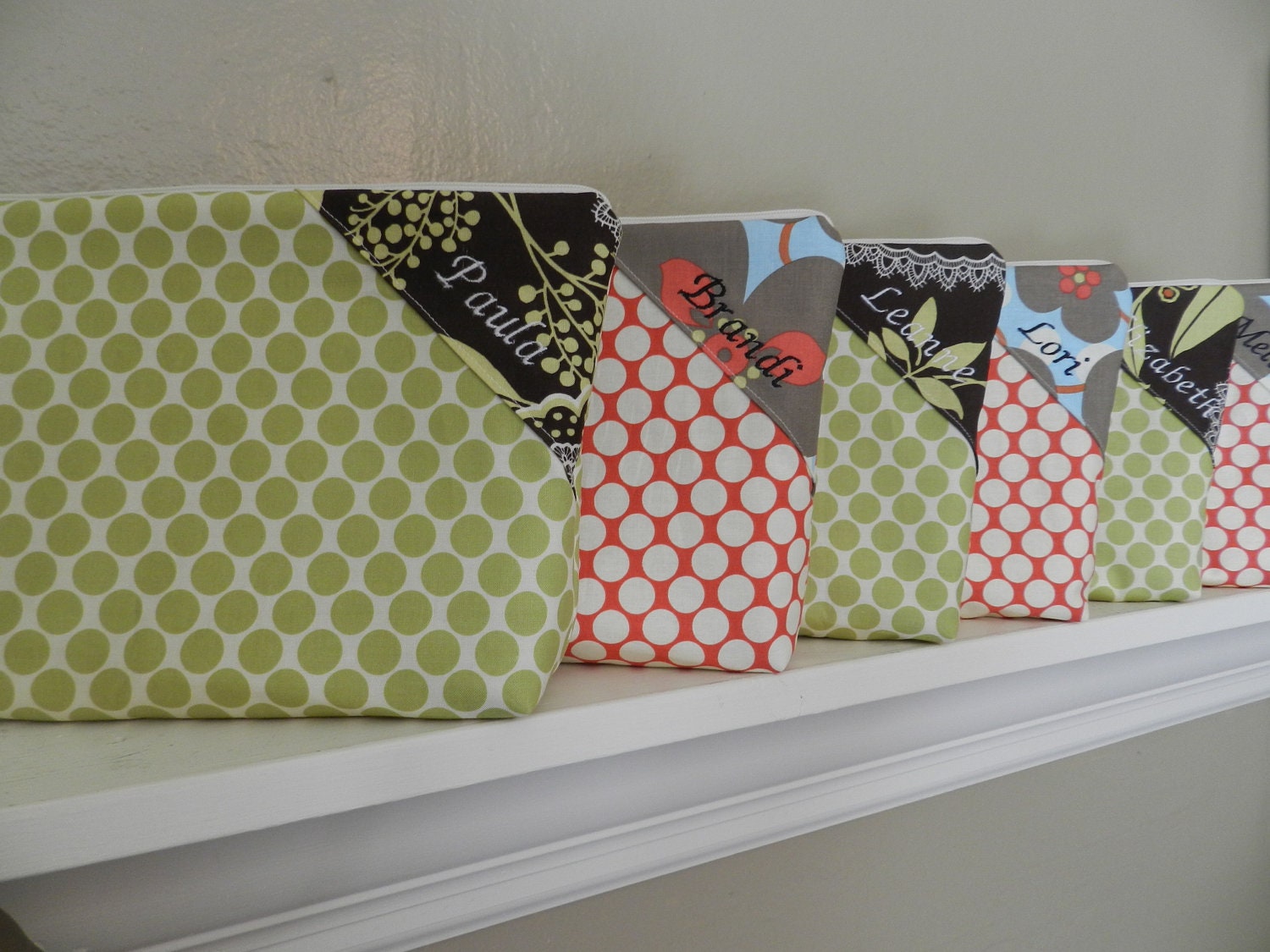 Bridesmaid Gift Favor XL Cosmetic Bag with Name Flat Bottom Zipper Pouch Personalized with Full Name