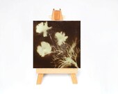 Small Painting Silouhette Paintings Leaves Flowers & Prairie Grass Metallic Gold and Brown Painting Original Painting on Canvas 6x6 Day 8