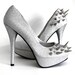 Asymmetrical Spiked Pumps - Silver Glitter