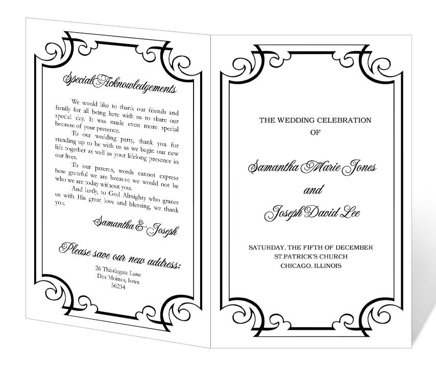 Free Printable Wedding Program Templates Word