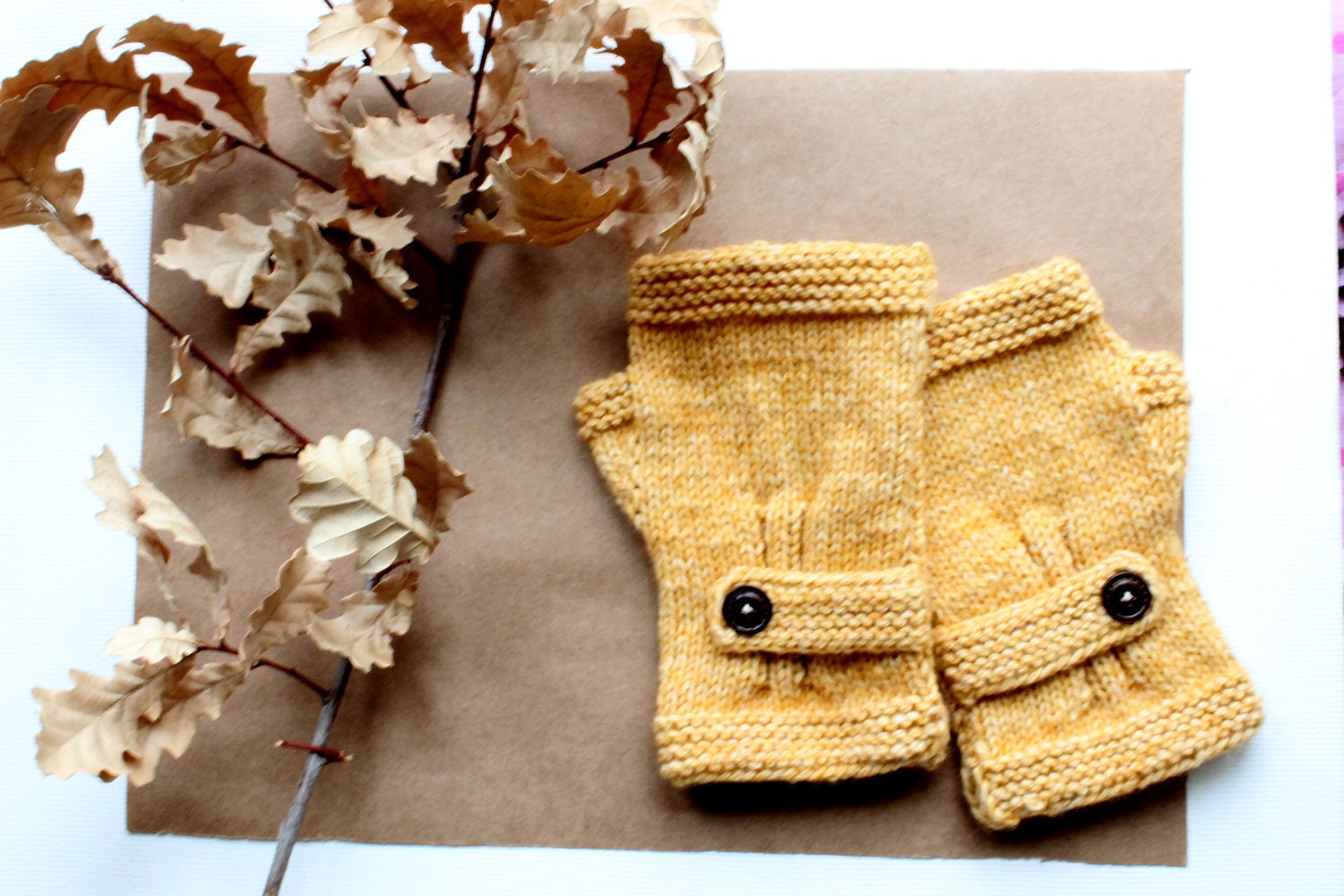 Halloween costume /Mustard Yellow/ Hand Knit Fingerless Gloves / Medium size fits most./ Autumn yellow colord