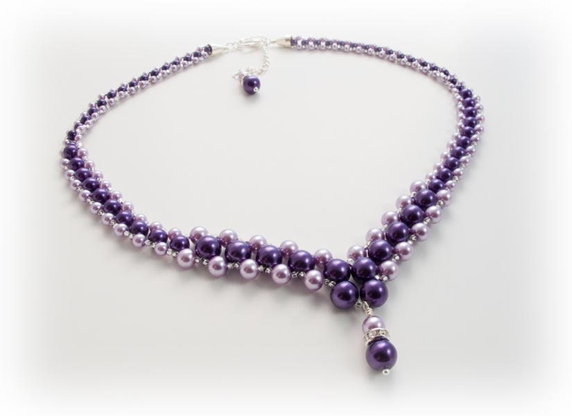 Necklace, Purple Necklace, Violet Necklace, Lavender, Bridesmaid Necklace, Sweetheart Necklace, V Shape Necklace, Elegant