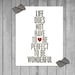 Typographic Poster Wonderful Life Digital Typography Art Print Gray Red Heart