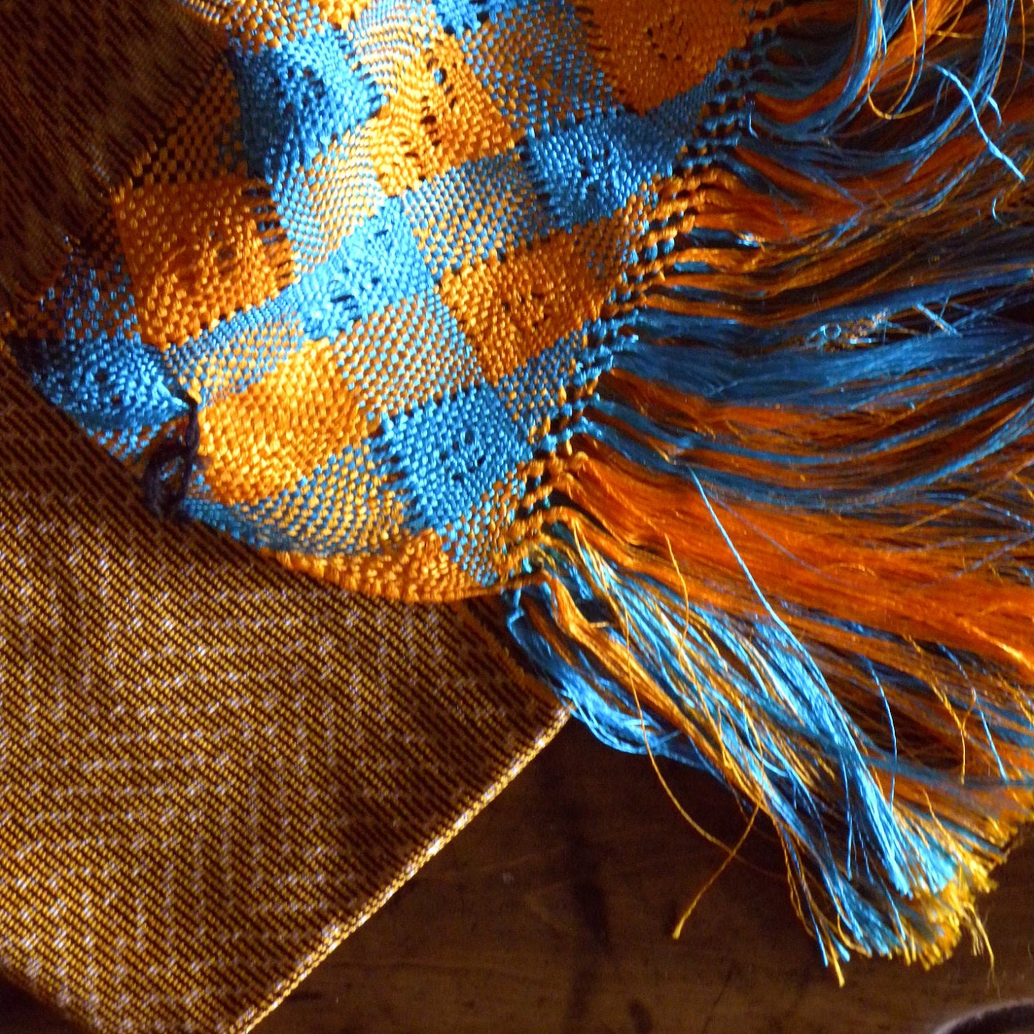 Vintage Handwoven Rebozo Shawl from Santa Maria