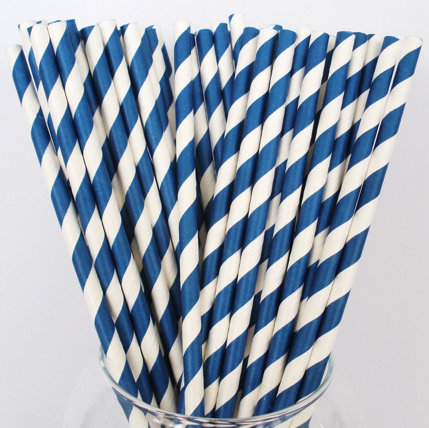 50 ROYAL BLUE Stripe Paper Straws DIY Flags Paper Drinking Straws Princess Cake Pop Sticks Party Paper Straws Elegant