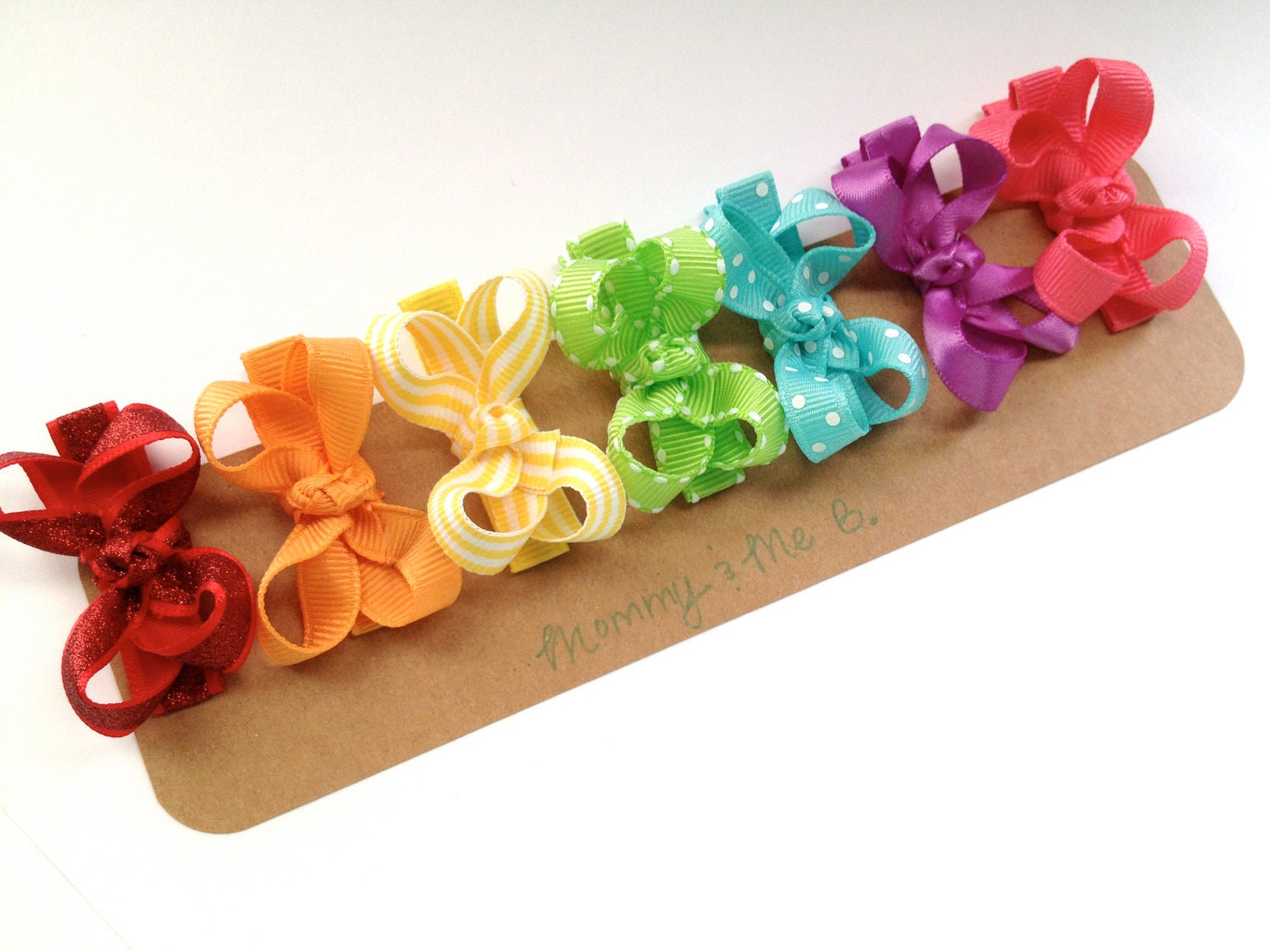 Rainbow Bitty Clips Set -- Red, Orange, Yellow, Green, Blue, Purple, Pink Twisted Boutique Bitty Clips for girls, teens, toddlers, baby