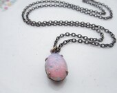 Opal Necklace Pink Opal Pendant Fire Opal Necklace Pale Pink Opal Birthstone - Wedding Jewelry -  Gift for Her