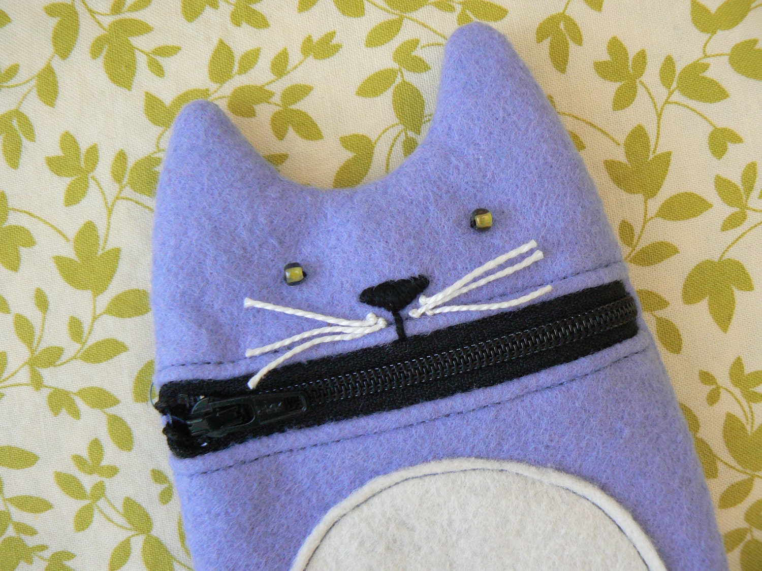 Hungry Cat // iPhone Zipper Case // Periwinkle Blue and White // Rosebud Originals