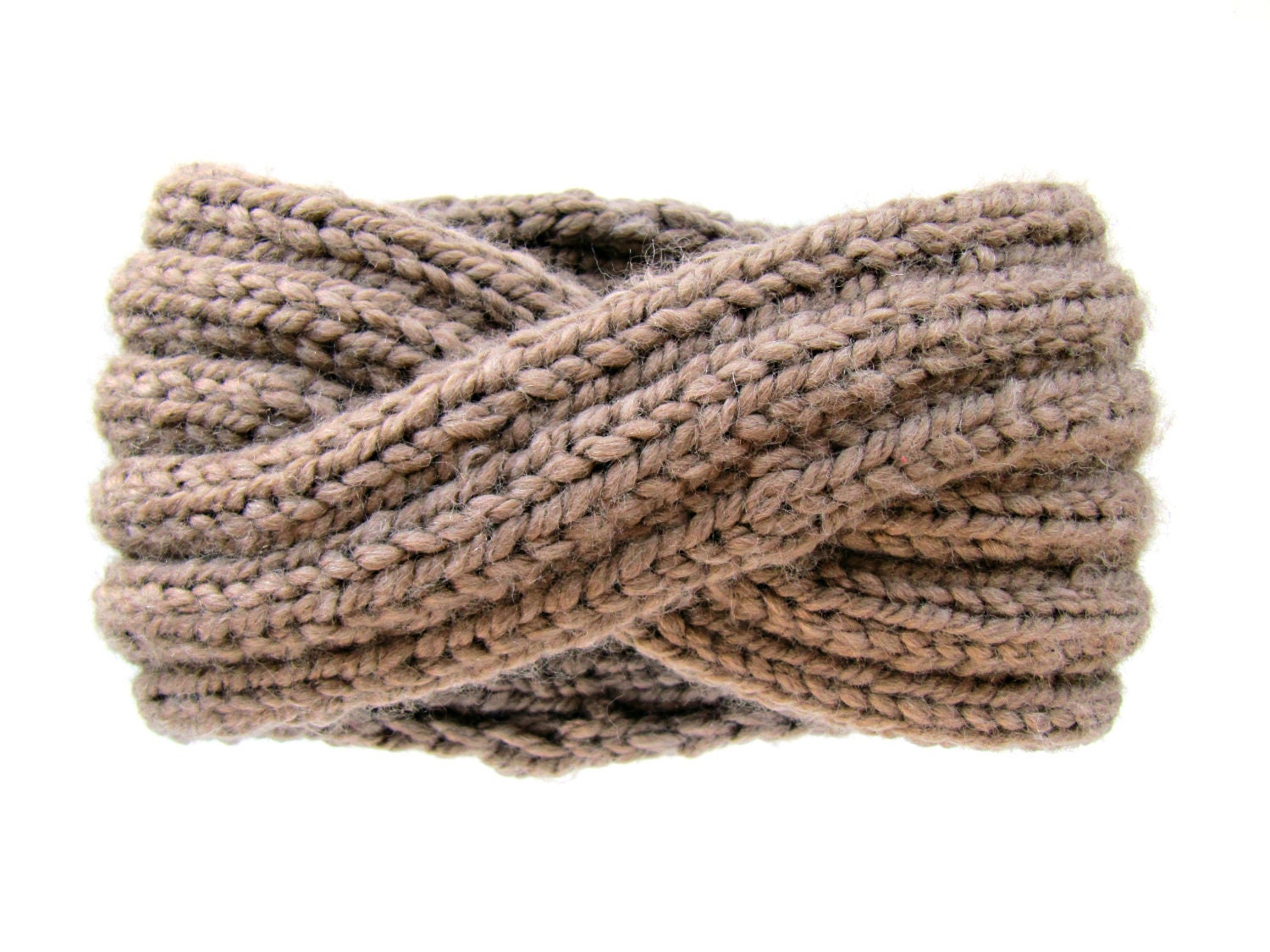 Warm Convertible Knit Headband and Chunky Cowl in Easy Care Wool, Turban Headband, Infinity Scarf, Circle Scarf