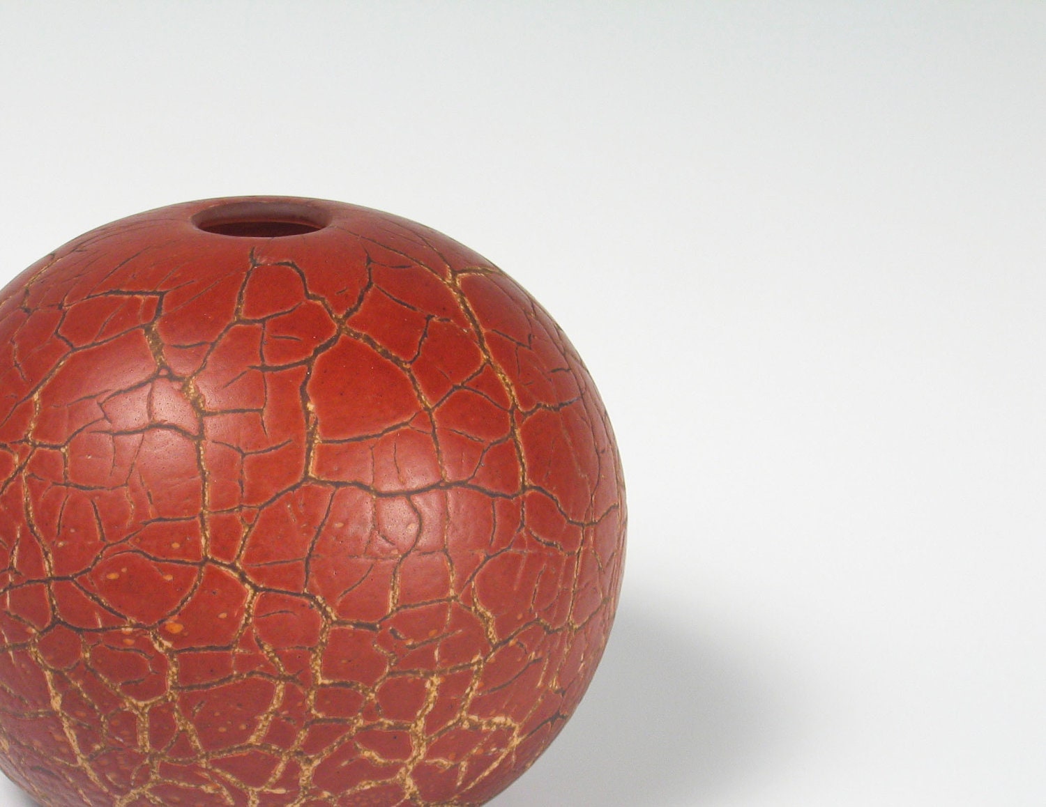 Hand Blown Glass Vase Round Sphere Minimalist Art Earthy Rust Brown Stone Southwest Tribal tagt