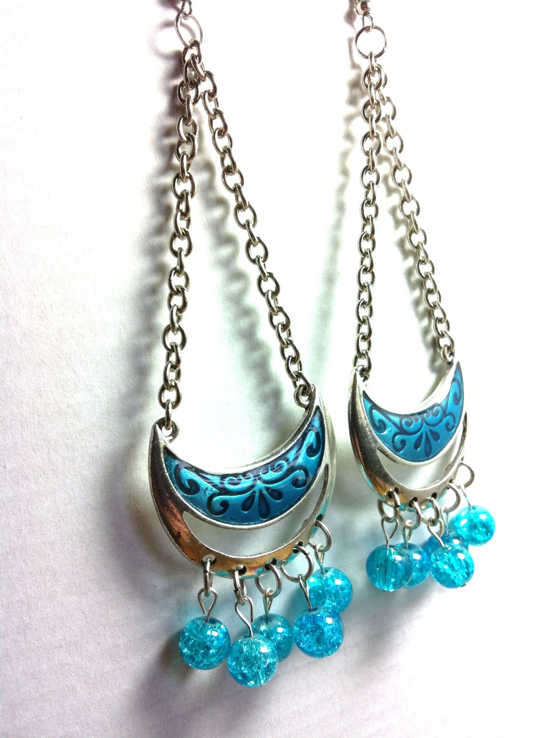 Blue Moon Long Chandelier Earrings