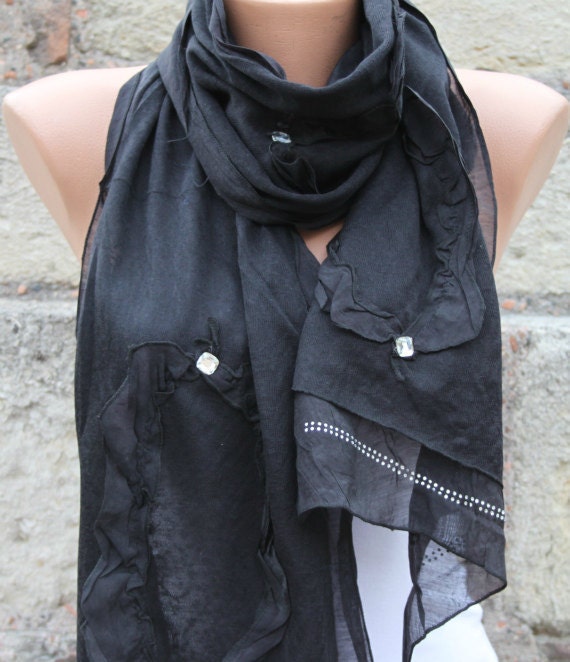 Black - Shawl Scarf - Cowl
