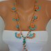 FREE SHIPPING - Crocheted Necklace oya flower with semiprecious stones - Flower