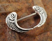 Angel Wing Feathers Nipple Jewelry Barbell 316L 14ga Piercing