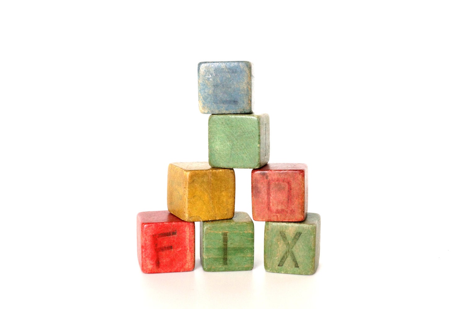 Vintage / Antique Colorful Wood Blocks (Set of 7) - Home Decor, Art Supply, and more