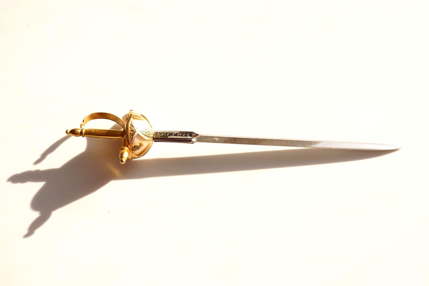 Vintage Sword Letter Opener with Mother-of-Pearl Guard by Toledo (9 inch long) - Hard-to-Find Collectible, Office Decor, and more