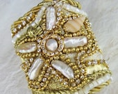 Starfish Cuff in Pearl & Gold - Destination Wedding Bracelet by Sharona Nissan