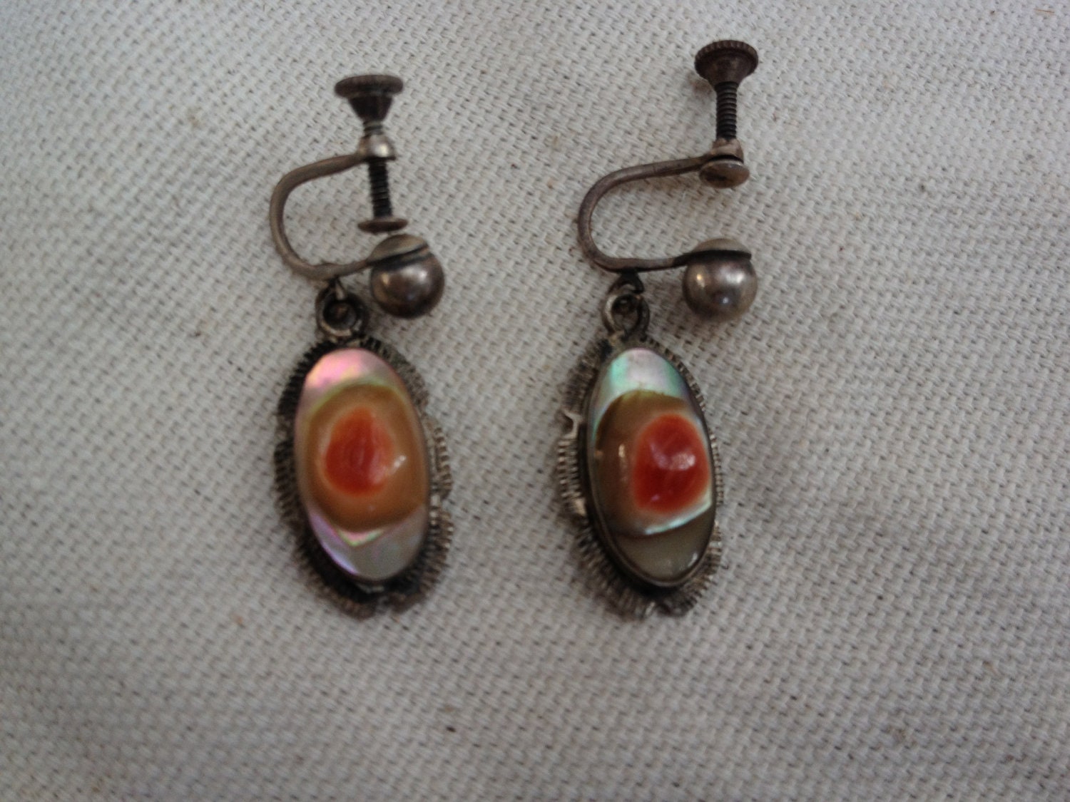 Victorian Blister Pearl Sterling Earrings 1800s