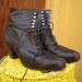Vintage Black Leather Heel Boots