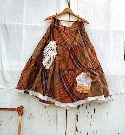 dance time summer prairie russet melon apricot plaid orange Lace rustic cowgirl isda ranch wedding Bridesmaid cottage shabby skirt