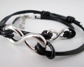 Black Leather Infinity Bracelet for Him and Her