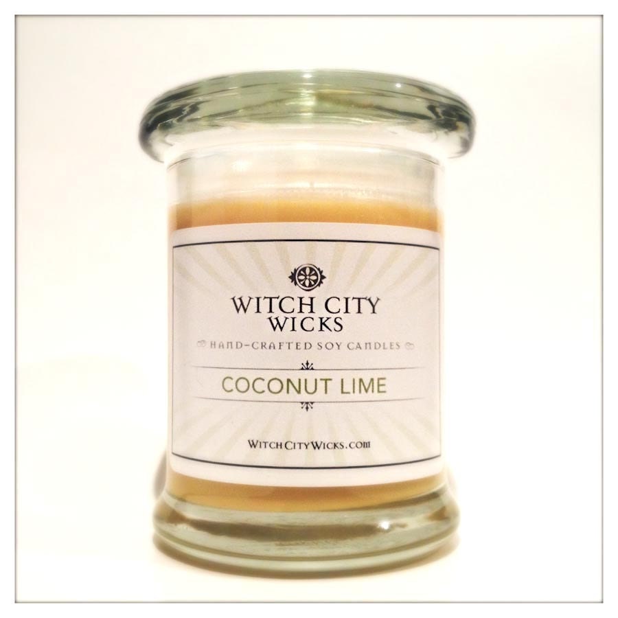 Coconut Lime tropical scented soy wax 8 oz. glass jar: Summer/ Wedding gift/ Bridesmaid gift