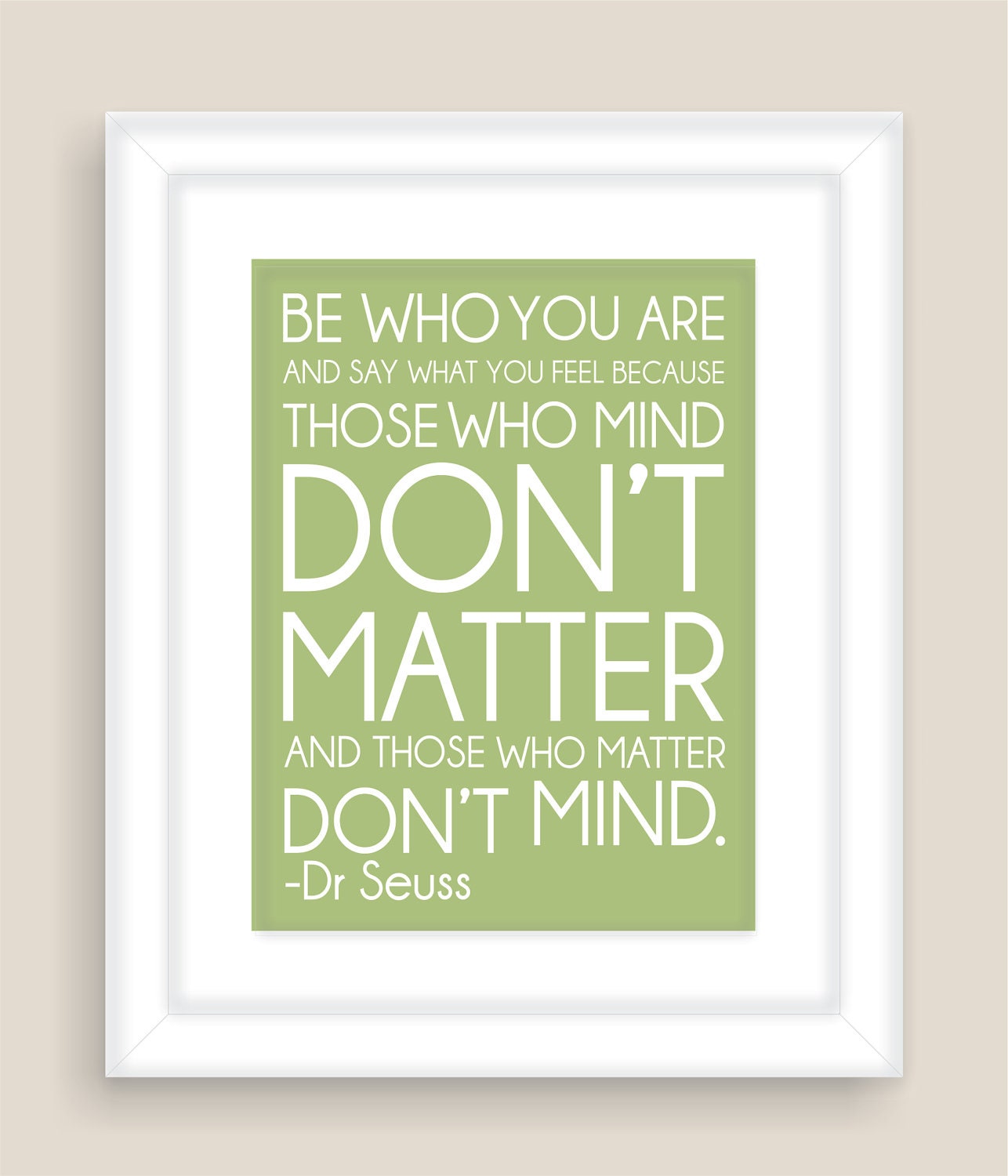 Dr. Seuss Quote Green Modern Art Print Typography Nursery wall decor, Kids Wall Art, Playroom or Classroom wall art-8x10