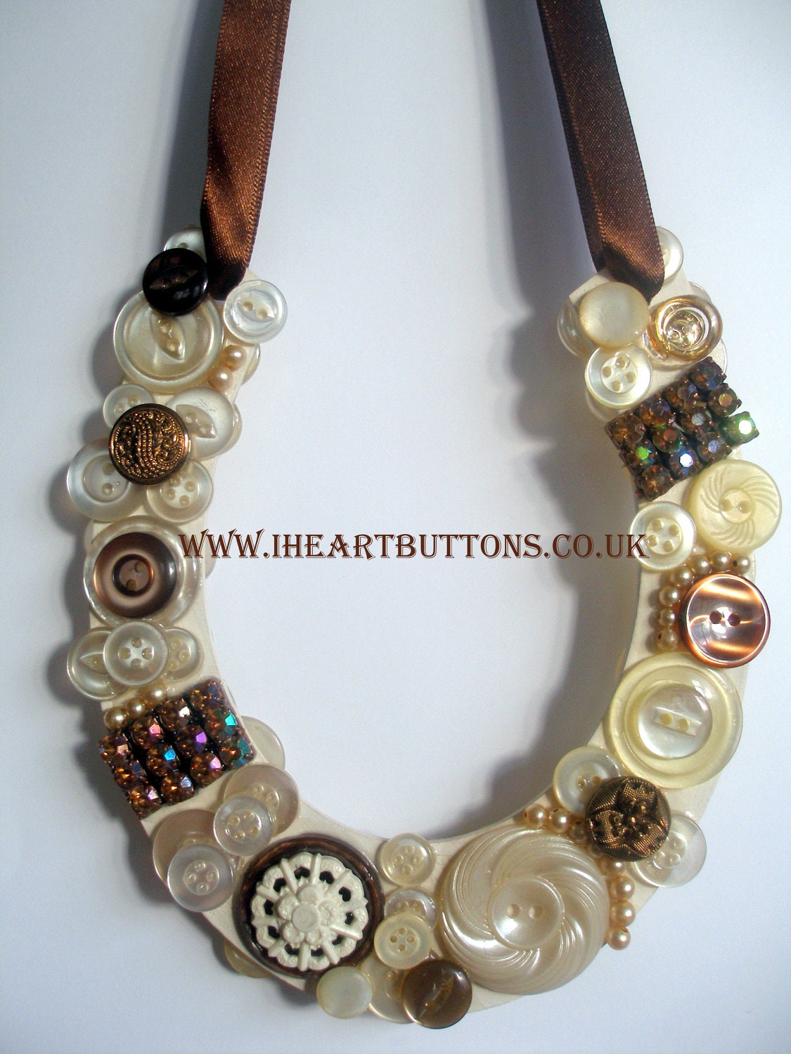 Wedding Bridal Good Luck Horseshoe Keepsake made from Vintage Buttons and Jewellery