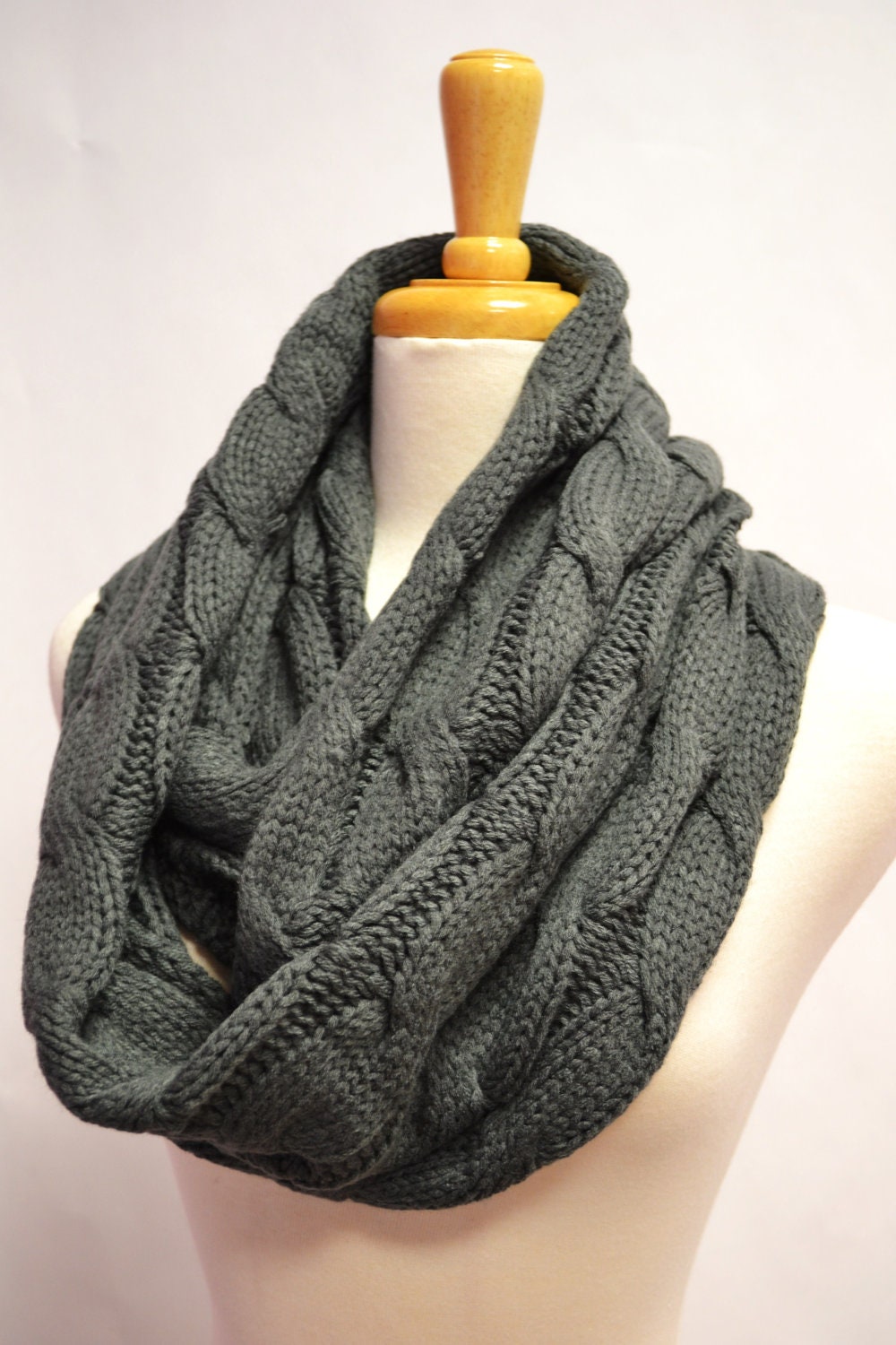 CHUNKY KNITTED LOOP INFINITY CIRCLE SCARF CABLE PATTERN ...
