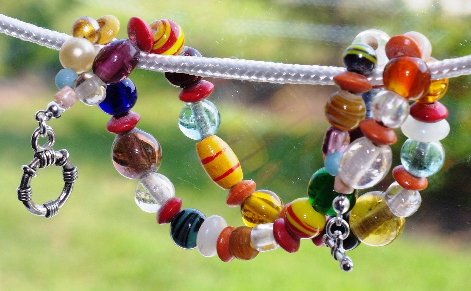 Double strand multi bead bracelet