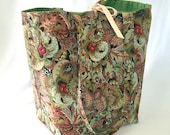 Floral Paisley Tote Bag Purse Multi Color Fabric Bag Handbag Green Red Peach Pink Blue Swirl Shoulder Bag Large Bag
