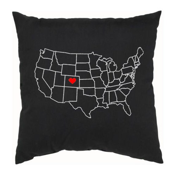 Home State Pillow - Custom USA Map - Home Is Where The Heart Is