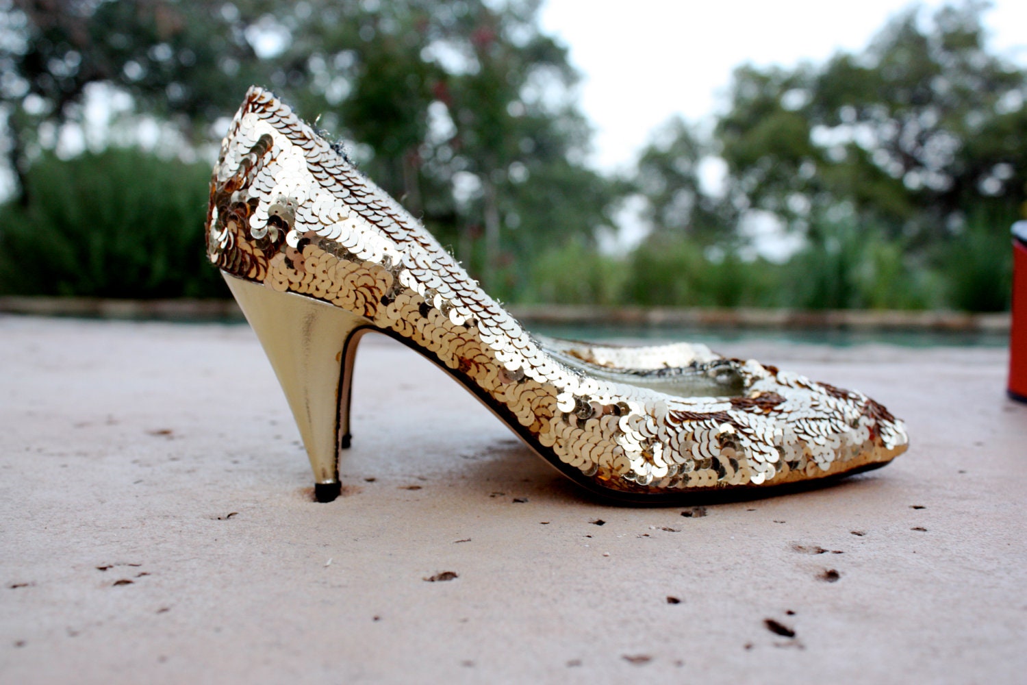 Gold Sequin Heels