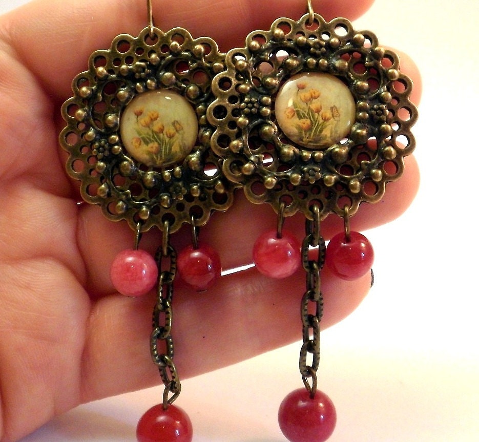 Flower Brass Long Earrings - SoDreamy Collection Bijotti&Ciciotti