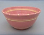 Petite Pink Handmade Ceramic Bowl - Joyfully Striped and Dotted