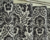 84 Long Black Damask Shower Curtain - 72 x 84 LONG