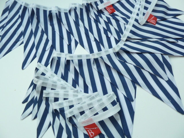 NAUTICAL or BEACH WEDDING Bunting/banner pack...Navy/White Stripes...3  Banners Ready To Ship....