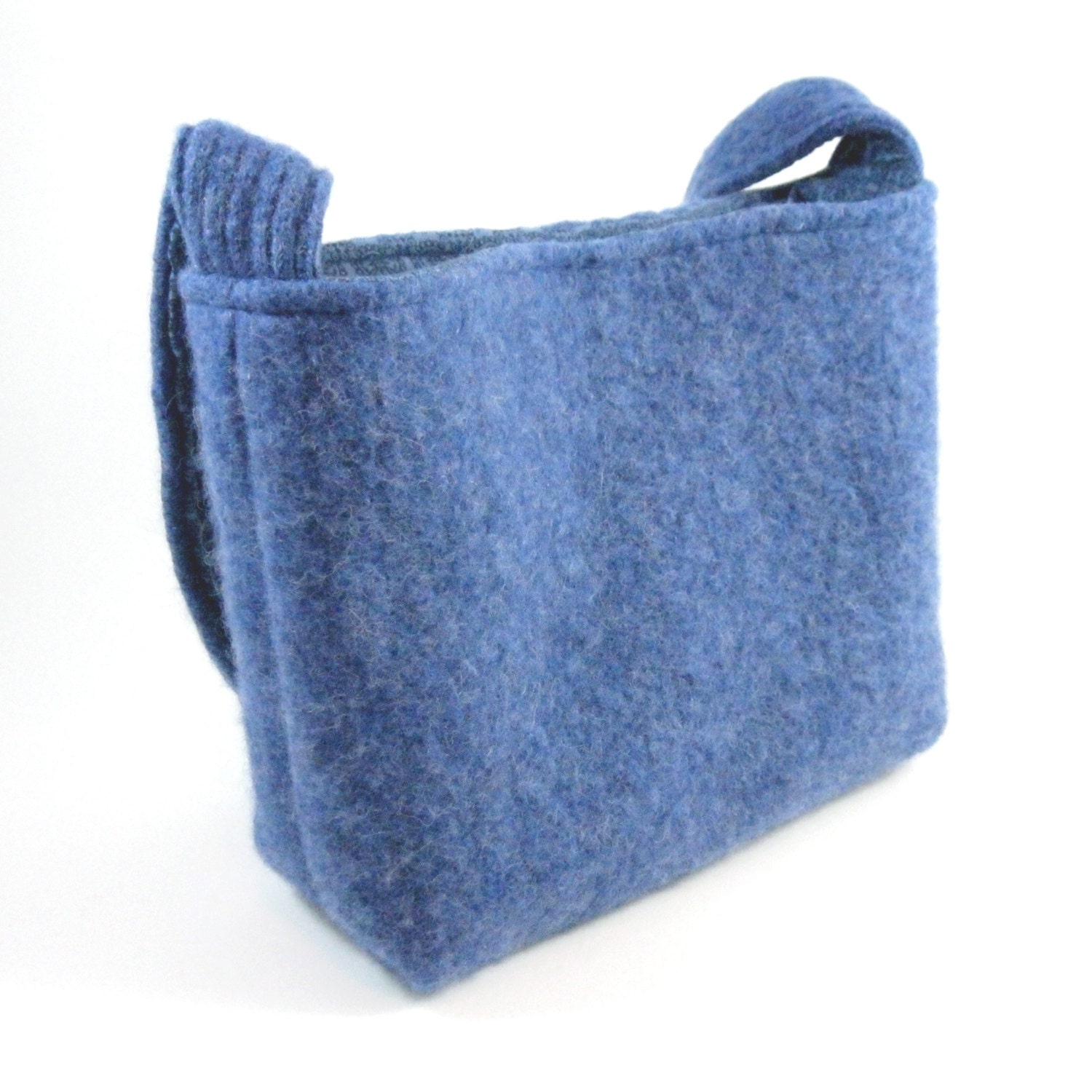 Felted blue wool purse (OOAK) from blue wool sweater.