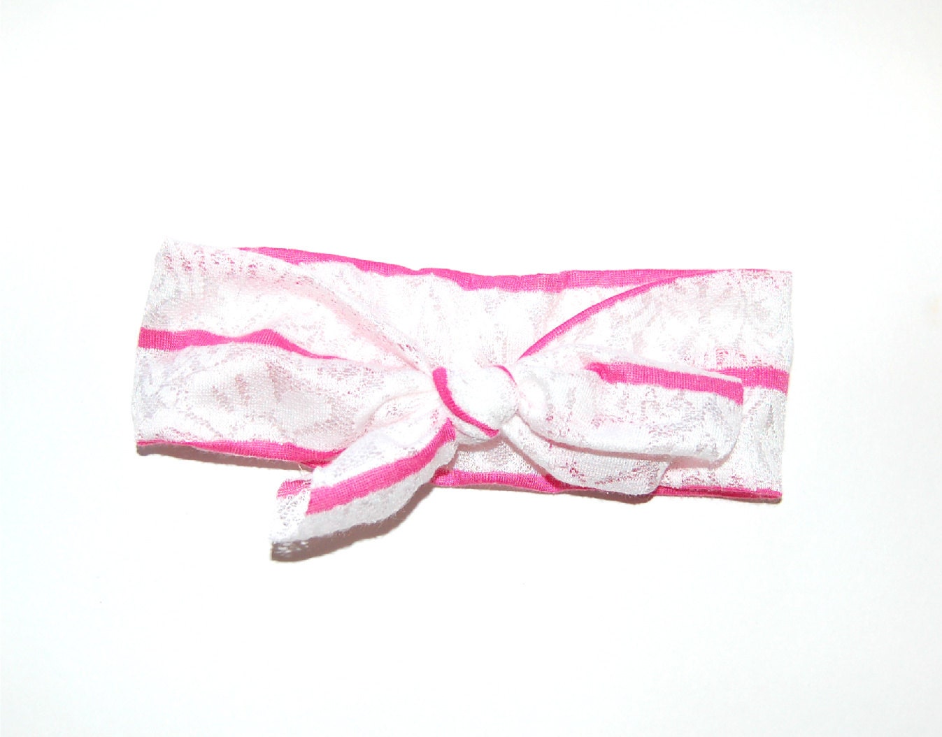 NEW WRAP COLLECTION - White Lace & Pink Striped Print Scarf/Headband/Ear Warmer - Christmas, Holidays, Winter