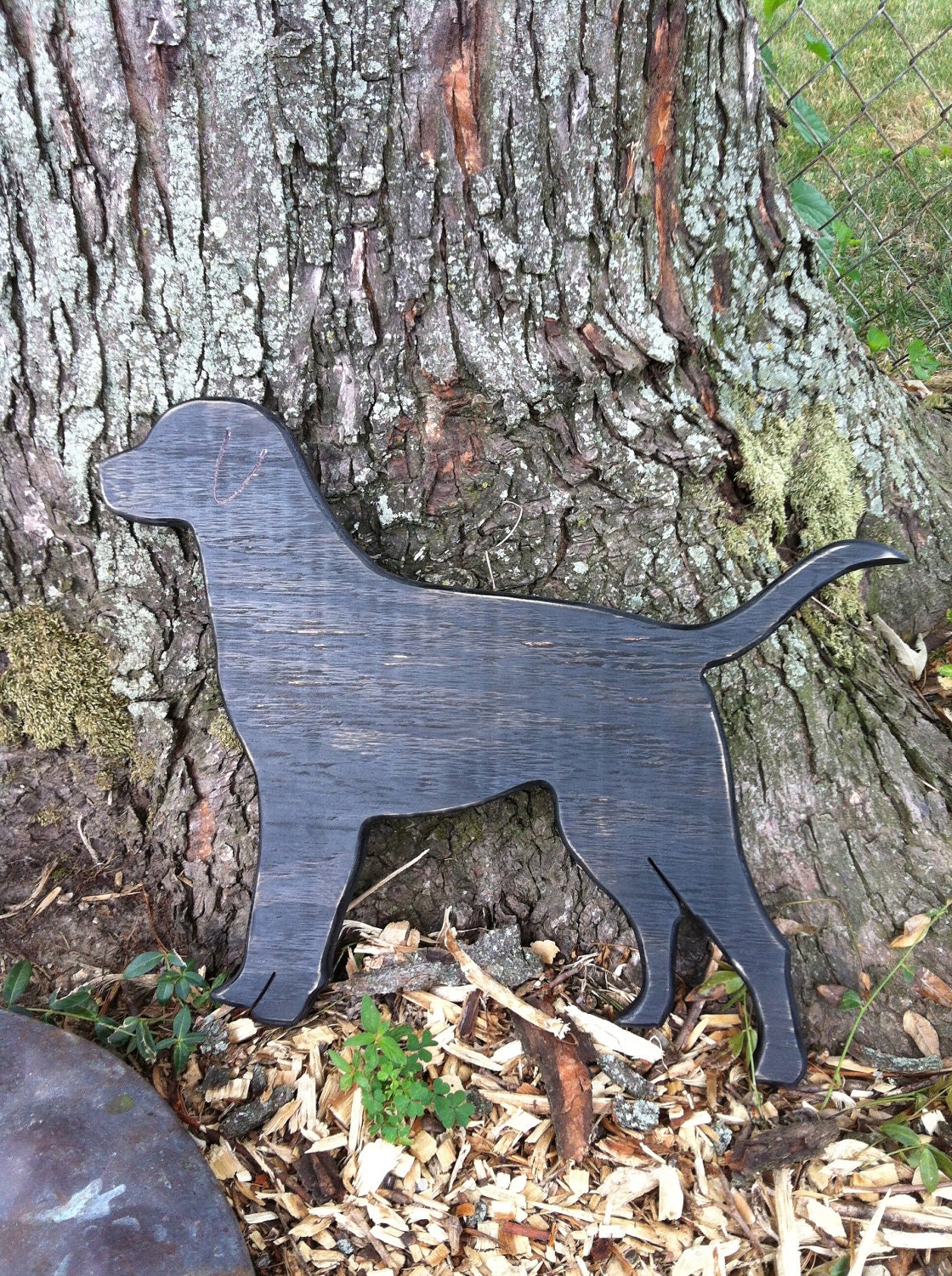 Large Wooden Black Dog wall decor. Labrador distressed preppy decor.