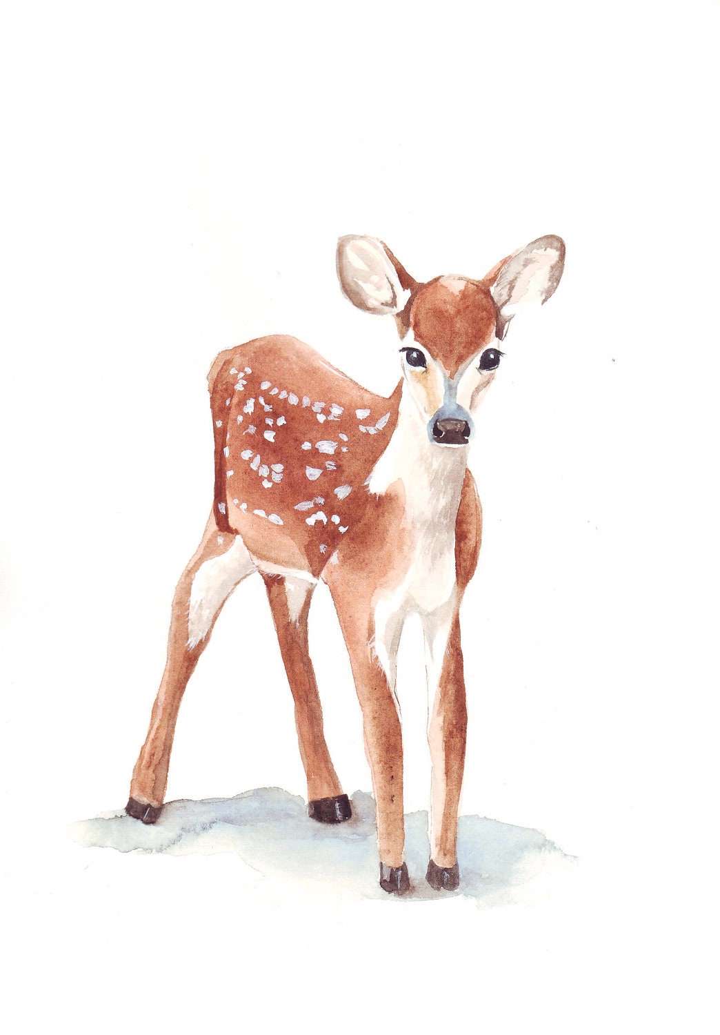 Deer Watercolor Painting - print of watercolor painting animal art - 5 by 7 print - Splodgepodge